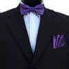 3pc Men's Purple Clip-on Suspenders, Plaid Bow Tie & Hanky Sets - FYBTHSU-PUR#1 - Bundle Bus