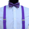 3pc Men's Purple Clip-on Suspenders, Plaid Bow Tie & Hanky Sets - FYBTHSU-PUR#1 - Bundle Bus