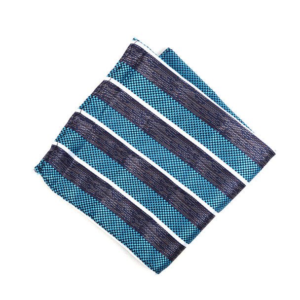 3pc Men's Turquoise Clip-on Suspenders, Striped Bow Tie & Hanky Sets - FYBTHSU-TURQ#1 - Bundle Bus