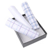 3pcs Men's Cotton Blue Plaid, White & Lavender Plaid Handkerchiefs-MFB1823 - Bundle Bus