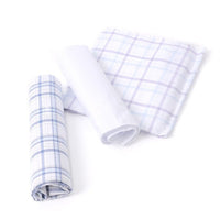 3pcs Men's Cotton Blue Plaid, White & Lavender Plaid Handkerchiefs-MFB1823 - Bundle Bus