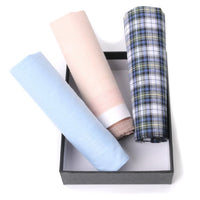 3pcs Men's Cotton peach, Blue Plaid & Sky Blue Handkerchiefs box-MFB1803 - Bundle Bus