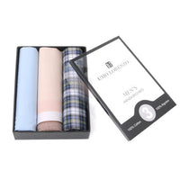 3pcs Men's Cotton peach, Blue Plaid & Sky Blue Handkerchiefs box-MFB1803 - Bundle Bus