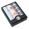 3pcs Men's Cotton peach, Blue Plaid & Sky Blue Handkerchiefs box-MFB1803 - Bundle Bus