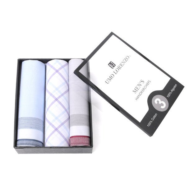 3pcs Men's Cotton sky blue, peach & gray Handkerchiefs box-MFB1813 - Bundle Bus