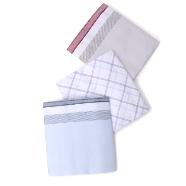 3pcs Men's Cotton sky blue, peach & gray Handkerchiefs box-MFB1813 - Bundle Bus