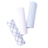 3pcs Men's Cotton Solid & Plaid Blue Handkerchiefs box - MFB1754 - Bundle Bus