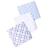 3pcs Men's Cotton Solid & Plaid Blue Handkerchiefs box - MFB1754 - Bundle Bus