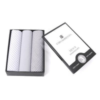 3pcs Men's Cotton Solid & Plaid Gray Handkerchiefs box - MFB1757 - Bundle Bus