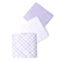 3pcs Men's Cotton Solid & Plaid Purple Handkerchiefs box- MFB1713-1 - Bundle Bus