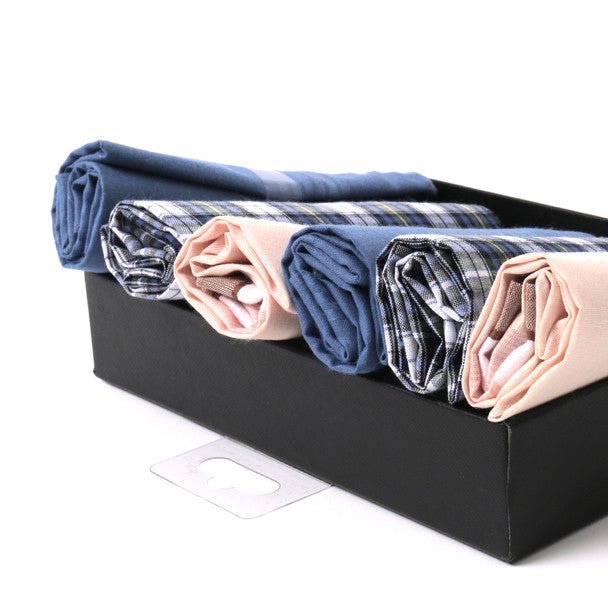 6pcs Men's Cotton peach, blue plaid & sky blue Handkerchiefs box-MFB1546 - Bundle Bus