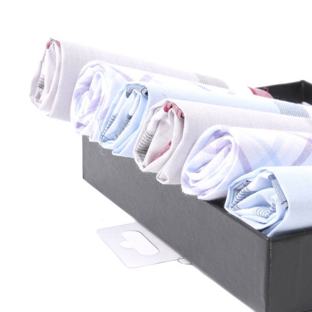 6pcs Men's Cotton Sky blue, Peach & Gray Handkerchiefs box-MFB1556 - Bundle Bus