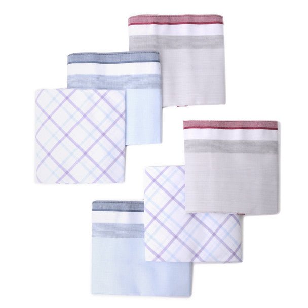 6pcs Men's Cotton Sky blue, Peach & Gray Handkerchiefs box-MFB1556 - Bundle Bus