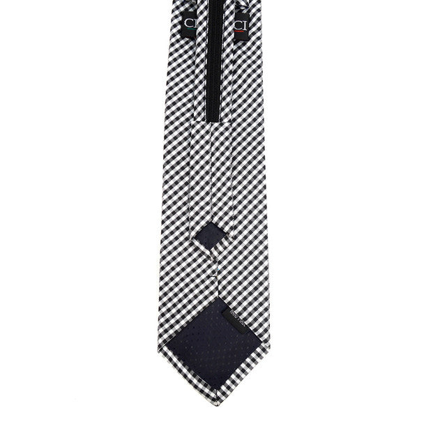 Men's Black Checkered Zipper Tie - MPWZ-BLK5