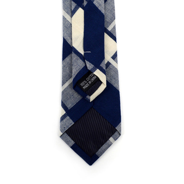 Men's Navy Plaid 2.25" Cotton Slim Tie - MPPW1720