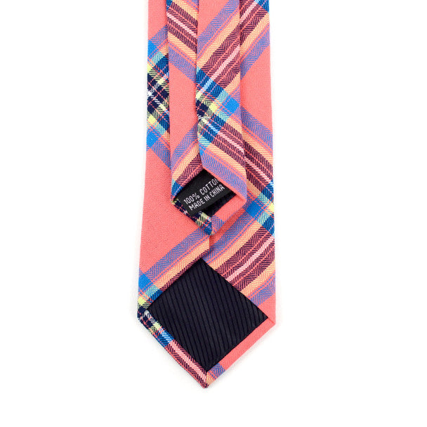 Men's Hot Pink Plaid Flannel 2.25" Cotton Slim Tie - MPPW1714