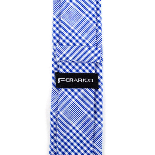 Men's Royal Blue Plaid 2.25" Cotton Slim Tie - MPPW1711