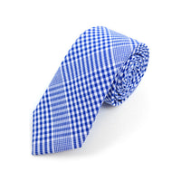 Men's Royal Blue Plaid 2.25" Cotton Slim Tie - MPPW1711