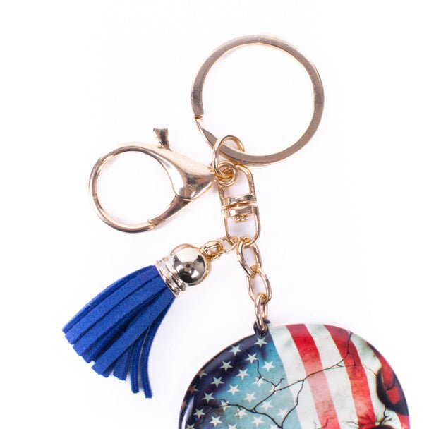 American Flag Skull Tassel Keychain -31666SA-G - Bundle Bus