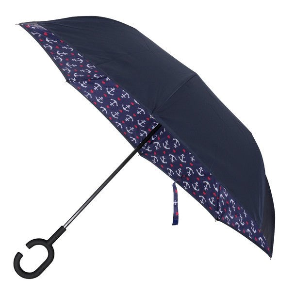 Anchor Pattern Reverse Open Inverted Umbrella -IUM18094-NV - Bundle Bus