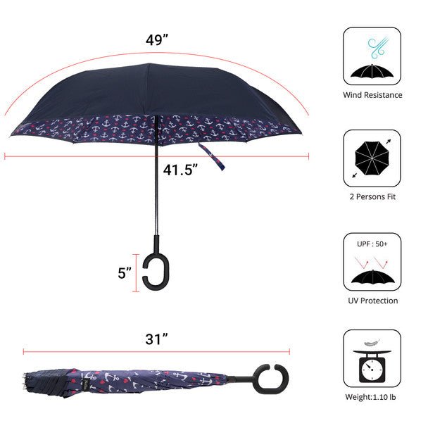 Anchor Pattern Reverse Open Inverted Umbrella -IUM18094-NV - Bundle Bus