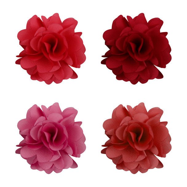 Assorted Solid Mini Bouquet Clutch Back Flower Lapel Pin 4pc Combo Set 4FLP-BURG - Bundle Bus