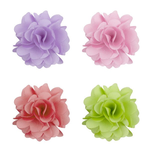 Assorted Solid Mini Bouquet Clutch Back Flower Lapel Pin 4pc Combo Set 4FLP-CORAL - Bundle Bus