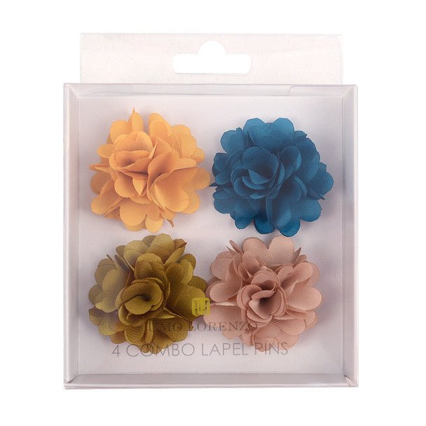Assorted Solid Mini Bouquet Clutch Back Flower Lapel Pin 4pc Combo Set 4FLP-GD - Bundle Bus