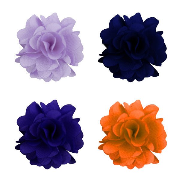 Assorted Solid Mini Bouquet Clutch Back Flower Lapel Pin 4pc Combo Set 4FLP-PRP - Bundle Bus