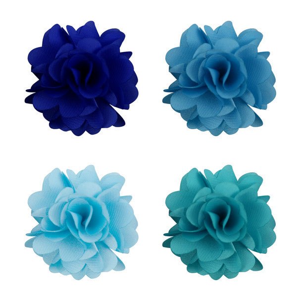 Assorted Solid Mini Bouquet Clutch Back Flower Lapel Pin 4pc Combo Set 4FLP-TURQ - Bundle Bus