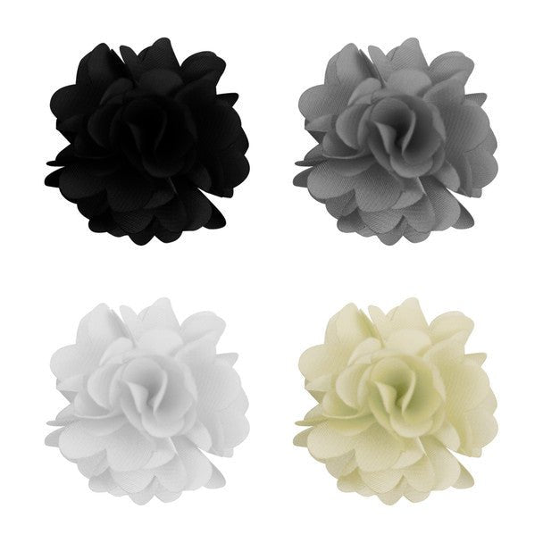 Assorted Solid Mini Bouquet Clutch Back Flower Lapel Pin 4pc Combo Set 4FLP-WHT - Bundle Bus