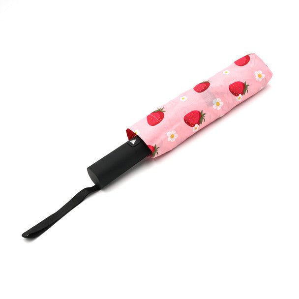 Auto Open Strawberry Compact Umbrella -UM3215-PK - Bundle Bus