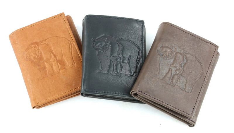 Bear Body Embossed Leather Trifold RFID Blocking Wallet EMB-03BB - Bundle Bus