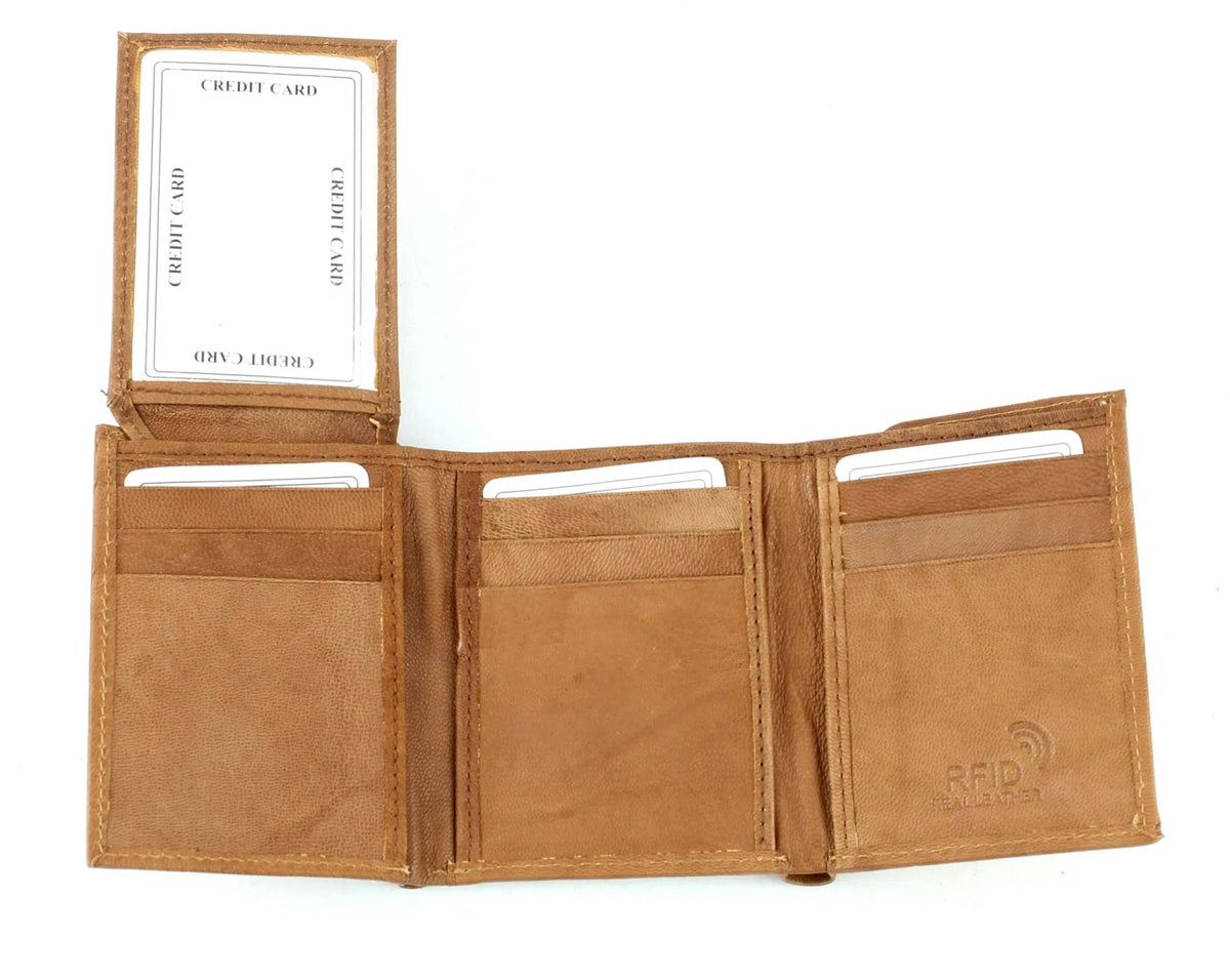 Bear Body Embossed Leather Trifold RFID Blocking Wallet EMB-03BB - Bundle Bus