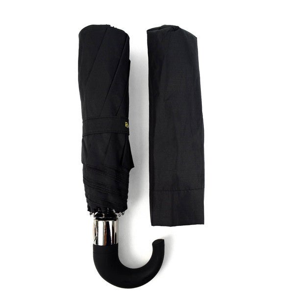 Black Compact Umbrella with Rubberized Curve Handle - UM5007 - Bundle Bus