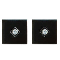 Black Crystal Target Square Brass Cufflinks - Bundle Bus