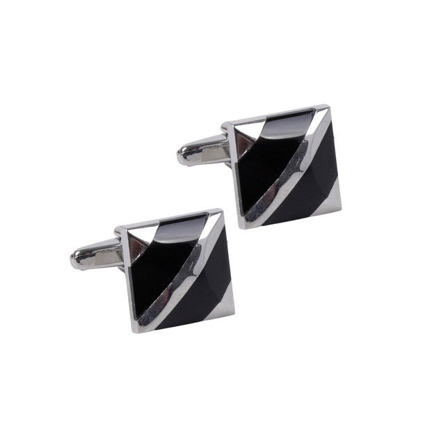 Black & Silver Square Cufflinks-CL1802 - Bundle Bus