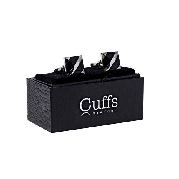 Black & Silver Square Cufflinks-CL1802 - Bundle Bus