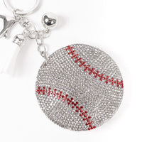 Bling Crystal Baseball Sport Tassel Keychain-31250WH-S - Bundle Bus