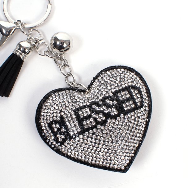 Bling Crystal Blessed Heart Tassel Keychain -31269VJT-S - Bundle Bus