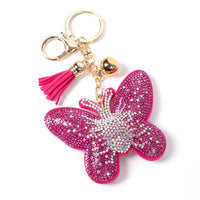 Bling Crystal Butterfly Tassel Keychain-31143RO-G - Bundle Bus