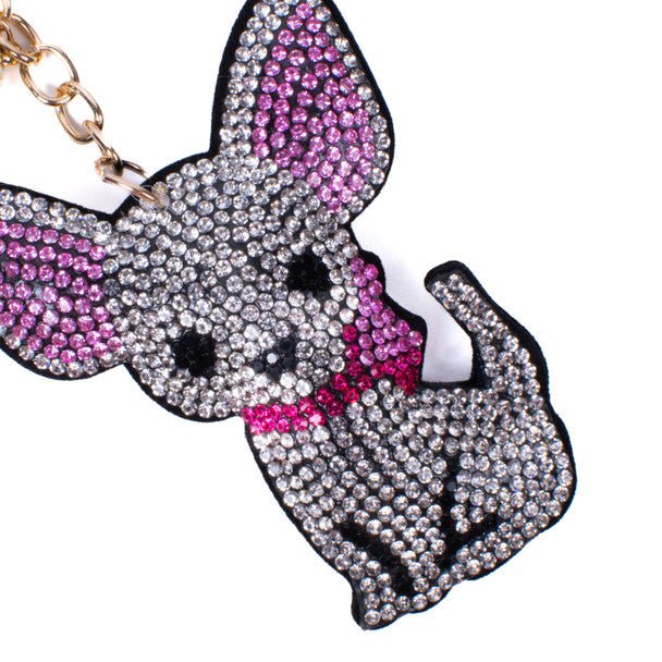 Bling Crystal Chihuahua Tassel Keychain -31424CR-G - Bundle Bus