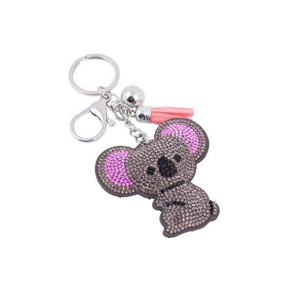 Bling Crystal Koala Bear Tassel Keychain-31428BD-R - Bundle Bus