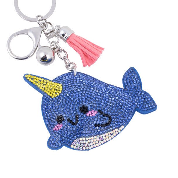 Bling Crystal Narwhal Tassel Keychain-31437LSA-R - Bundle Bus