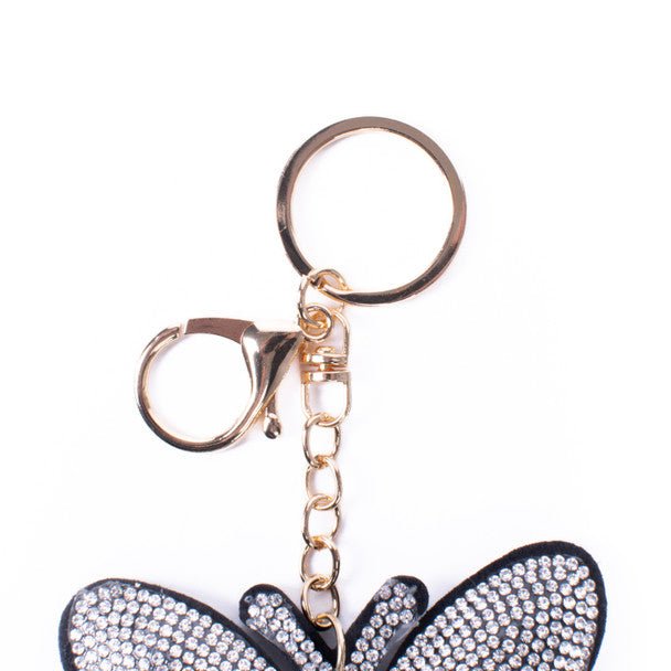 Bling Crystal Rhinestone Black Butterfly Keychain31143CR-G - Bundle Bus