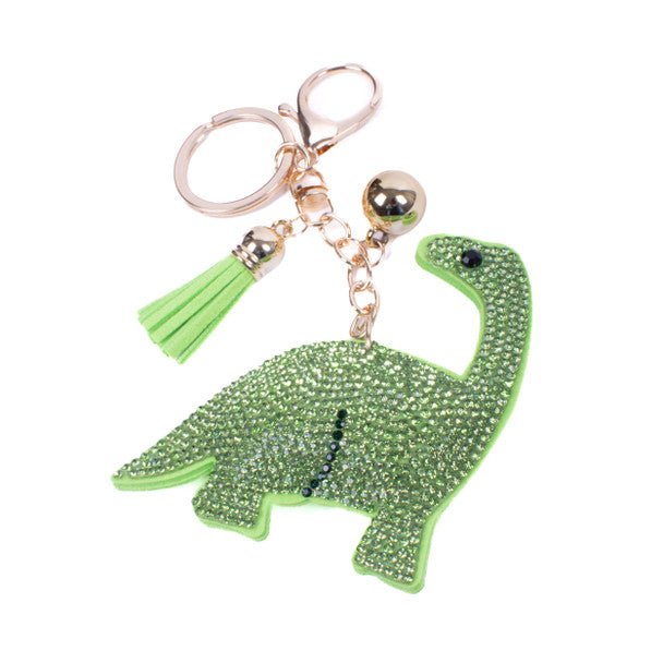 Bling Crystal Rhinestone Green Brontosaurus Dino Keychain-31692PE-G - Bundle Bus