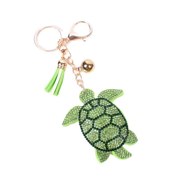 Bling Crystal Rhinestone Light Green Turtle Keychain -31616PE-G - Bundle Bus