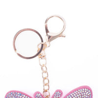 Bling Crystal Rhinestone Pink Butterfly Keychain -31143AB-G - Bundle Bus