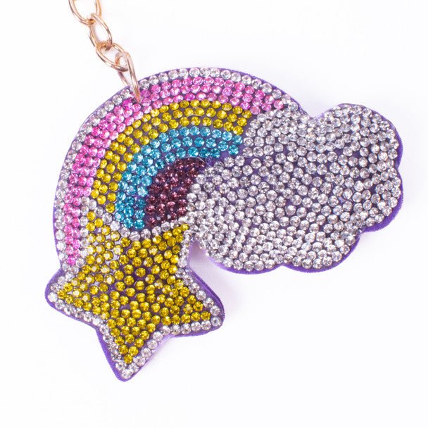 Bling Crystal Rhinestone Rainbow Star Cloud Keychain -31426TZ-G - Bundle Bus