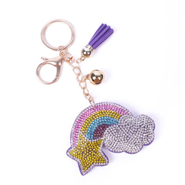 Bling Crystal Rhinestone Rainbow Star Cloud Keychain -31426TZ-G - Bundle Bus